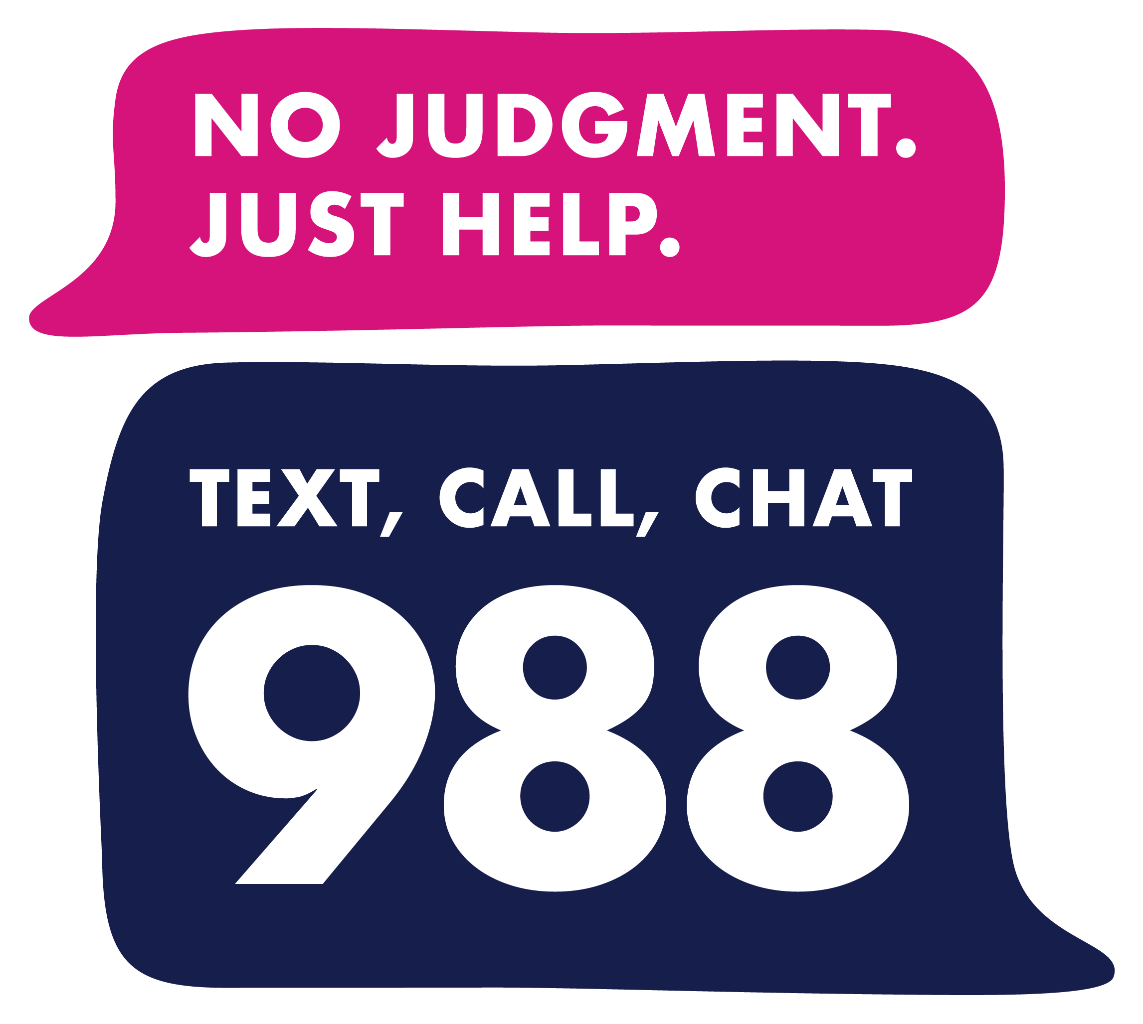 No Judgement. Just Help. Text, Call, Chat 988.